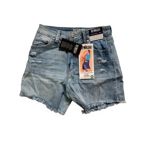 Rewash Denim Jean Shorts 3/26 Wedge Midi Vintage High Rise Light Blue NWT 3501